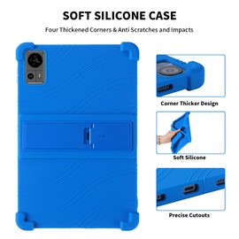 Sozengba Case for TECLAST T60 Tablet 12 Inch,Shockproof Kids Friendly Soft Silicone Adjustable Stand Cover for TECLAST T60 12 inch Android 14 Tablet (Blue)