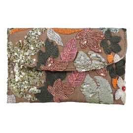 Sequin Embroidered Floral Clutch Purse Women Summer Beaded Blue Envelope Bag Wedding Evening Events Party, Green