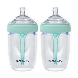 Dr. Talbot's Botellas de silicona anticólicos, 8 onzas, paquete de 2, color aguamarina