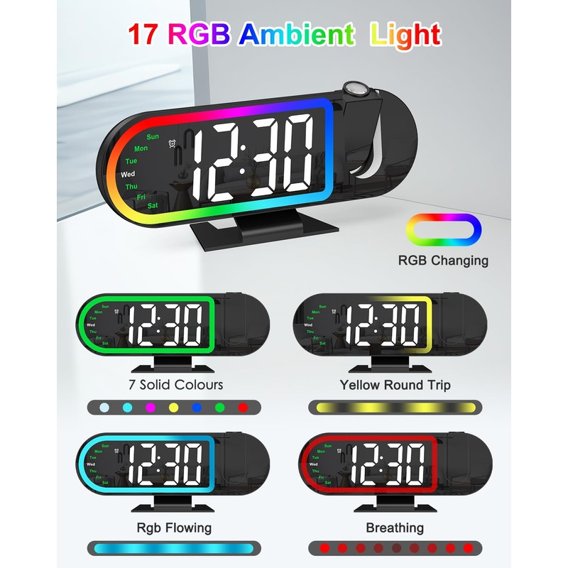 OQIMAX Projection Alarm Clock, 8.5 '' Digital Alarm Clock with