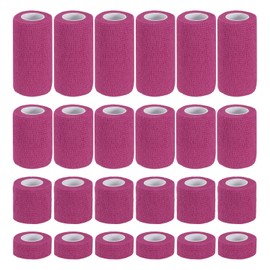 PATIKIL 1"/2"/3"/4" Self Adhesive Bandage Wrap, 24 Pcs 5 Yard Elastic Self Breathable Self Adherent Wrap Tape for Stretch Athletic Sports Wrist Ankle Outdoor Tape, Pink