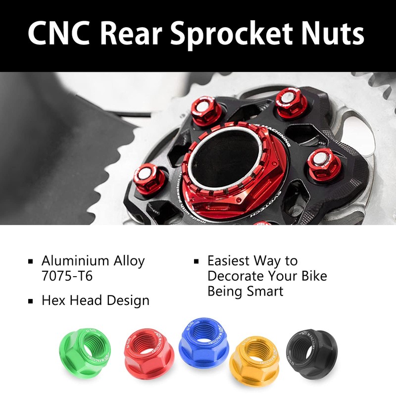 Red CNC Racing Rear Sprocket Nuts Set For CBR1100XX CBR1000RR