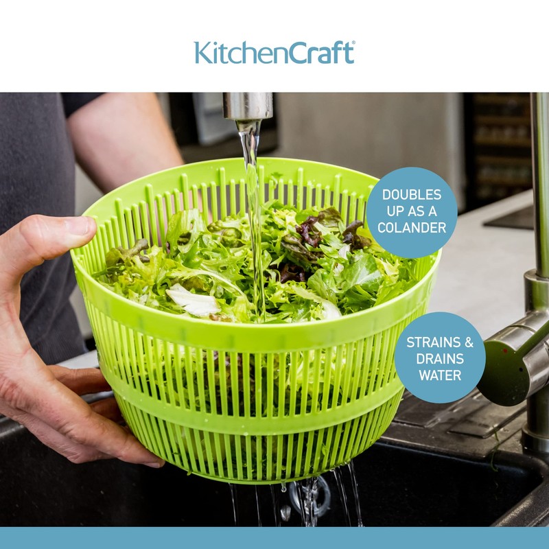 KitchenCraft Deluxe Salad Spinner and Dresser, BPA Plastic Free and