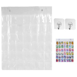 PAVIKE Card Holder Wall Mount (42 Pockets) Photo Display Holder Postcard Storage Wall-mounted Wall Pocket Can hold 42 cards Transparent Card protection Scratch prevention Hanging Large capacity
