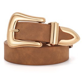 TRIWORKS Women Leather Belt Fashion Leather Waist Belt for Pants Jean Ladies Western Leather Belt