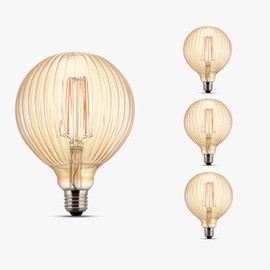 Harwez Light Bulbs, 4W Dimmable Decorative Large Unique Amber Globe G125 Edison LED Bulbs with Squirrel Cage Filament, E26 Medium Base, 2200K Warm Ambient Mood Lighting for Indoor Decoration, 4 Pack
