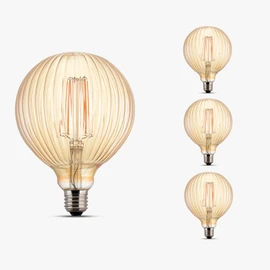 Harwez Light Bulbs, 4W Dimmable Decorative Large Unique Amber Globe G125 Edison LED Bulbs with Squirrel Cage Filament, E26 Medium Base, 2200K Warm Ambient Mood Lighting for Indoor Decoration, 4 Pack