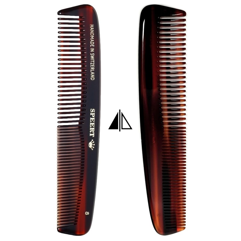 Speert #8 Handmade Wide Narrow Tooth Comb Tortoise Havana Acetate