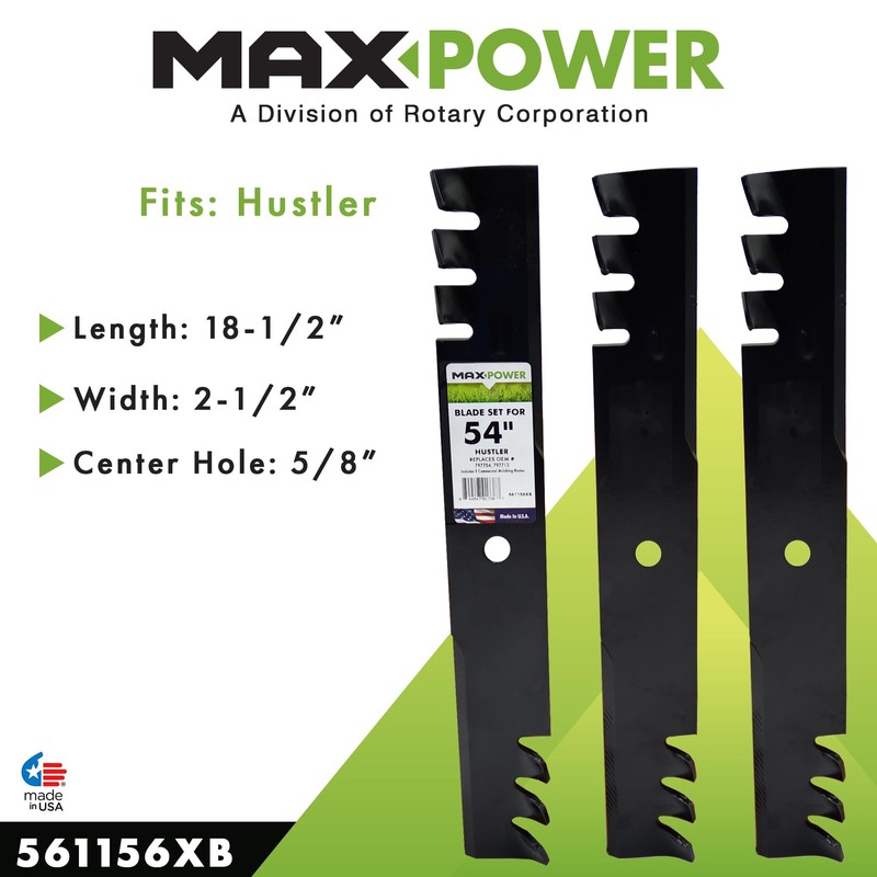 MaxPower 561156XB 3 Commercial Mulching Blade Set for 54" Hustler