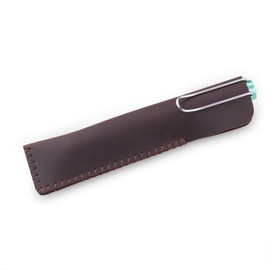 Ancicraft Leather Pen Case for Single Fountain Pen Holder Pouch Sleeve Handmade Dark Brown