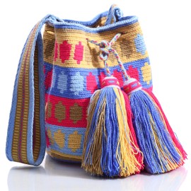 WYOU Designer Collection, Handwoven Hobo Bucket Bag in Wayuu Crochet, Design 66, Large