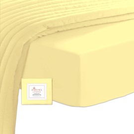 100% Cotton Mild Yellow Fitted Sheet 90 x 200 - 100 x 200 cm, 400 Thread Count Long Staple Fitted Sheet 100 x 200 Cotton, Satin Weave Fits up to 40 cm Mattress Height (Mild Yellow Fitted Sheet) Pizuna