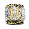 Baseball Championship Ring Luxury Gold Electroplated Trophy Ring with Crystals,
