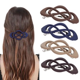 Tyqour 4 Stück Französisch Haarspangen Damen Dünnes Haar Groß Automatische Haarklammer Set Klassische Haarspange Retro Haarclips Damen Vintage Automatisch Hair Clip Set für Frauen Mädchen