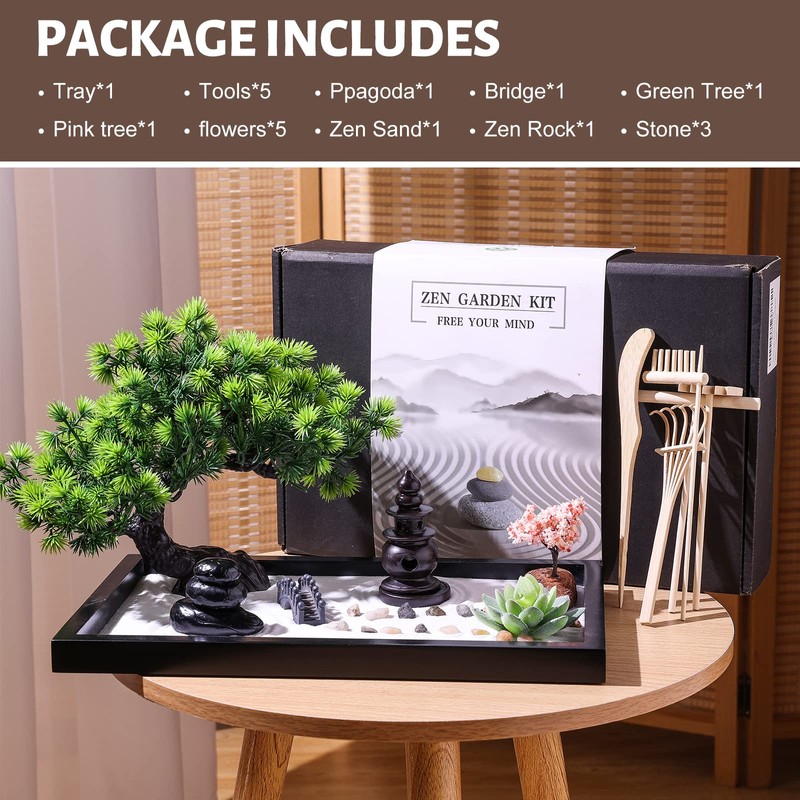 Zen Garden Kit for Desk Decor - Premium Beautiful Japanese