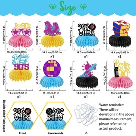 8 Pcs 90s Party Decorations 90's Retro Honeycomb Centerpieces 90s Themed Party Decorations Vintage Party Decorations