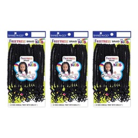 SHAKE-N-GO 3x Kids-senegal Twist With Curls 8" (3-PACK) (JET BLACK 1)