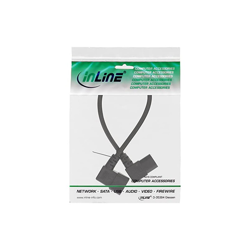 InLine C13 to C14 90 Degree Angled Power Cable Black,