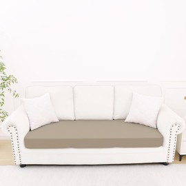 Smiry Printed Couch Cushion Covers, Stretch Soft Couch Covers for Sofa, Washable Non-Slip Sofa Slipcover Furniture Protector for Indoor and Outdoor (Large, Taupe)