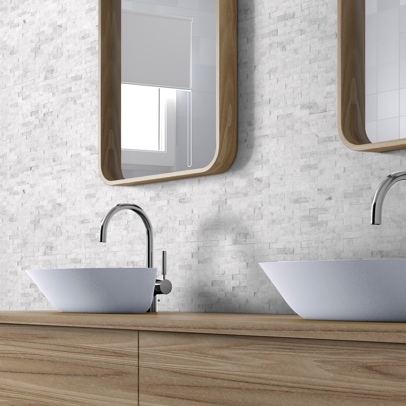 SUNWINGS 5-Sheet Peel and Stick Mosaic Natural 3D Stone Self