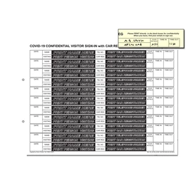 Cherry Confidential Visitor Sign in (Car Reg) Test & Trace NCR Duplicate Refill Pack A4 50 Sets for Binder