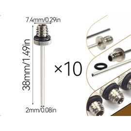 Emezddo Pack of 10 Ball Pump Needles, Football Alloy Pump, Air Needle Multifunctional and Easy to Carry, Double Hole Air Outlet, for Indoor Sports, Outdoor Sports (Silver)