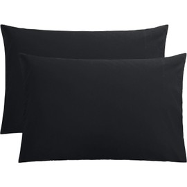 Pillowcases, Pillow cover Super Soft and Cozy, Cotton with Envelope Closure Bed Pillow Cases, 50x80 cm (2, Black)