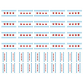 40 Removable Stickers: Chicago State Flag, Party Favors, Decals