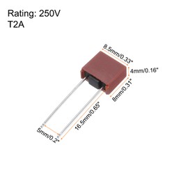 sourcing map 30Pcs DIP Mounted Miniature Square Slow Blow Micro Fuse for Electronic Parts PCB LCD Repair, T2A 2A 250V, Red