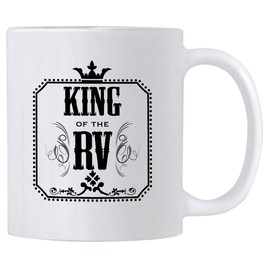 Casitika King of the RV Ceramic 11 oz Mug. Cool Unique Items for Your Camper. Gift idea for Dad or Boyfriend. Road Trip Cup.