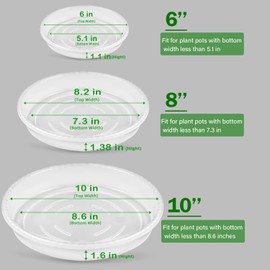 SupKing Plant Saucers 9 Packs of 6inch 8inch 10inch,Durable Clear Plastic Drip Tray Thicker Sturdier Plant Pot Saucers Stronger Flower Pot Tray for Indoors & Outdoors