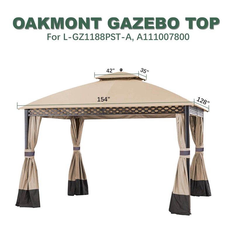 JANCANOPY Replacement Gazeb Cover for 10X12Ft Oakmont Gazebo L-GZ1188PST-A,Pinehurst Gazebo