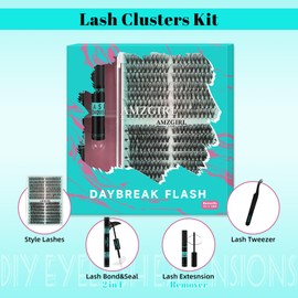 Lash Clusters Kit 280pcs DIY Eyelashes Cluster Kit,Individual Lashes Kit 30D 40D D Curl with Lash Bond and Seal,Eyelash Glue Remover,Tweezers for Lashes Clusters Extension Kit(9-18mm,D-MIX Kit)