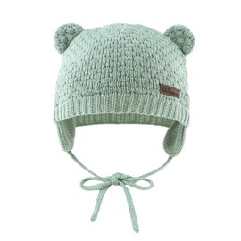 XIAOHAWANG Baby Winter Hat Boys Girls Warm Knitted Hats Soft Cotton Lining with Cute Bear Ears Winter Baby Hat, Green (sea green)