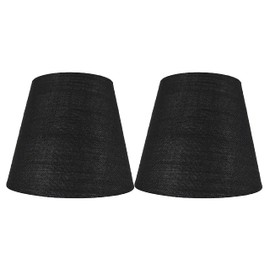 Meriville Set of 2 Black Linen Clip On Chandelier Lamp Shades, 4-inch by 6-inch by 5-inch