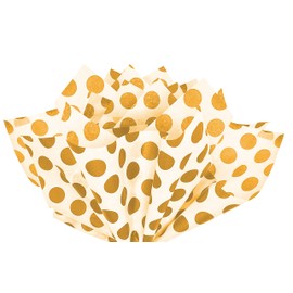 Flexicore Packaging | Metallic Gold Polka Dot Gift Wrap Tissue Paper | Size: 15 Inch X 20 Inch | Count: 10 Sheets | Color: Gold | DIY Craft, Art, Wrapping, Decorations