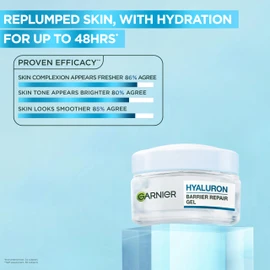Garnier Hyaluron Barrier Repair Water Gel, Up To 48H Hydration, Strengthens Skin Barrier, Enriched with Glycerin, Aloe Vera & Hyaluronic Acid, Vegan Formula, 50 ml