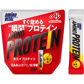 Ajinomoto Amino Vital Amino Protein Lemon Flavor 30-Pack Pouch Amino Acids BCAA EAA Whey Protein No Shaker Required No Measuring Required Portable