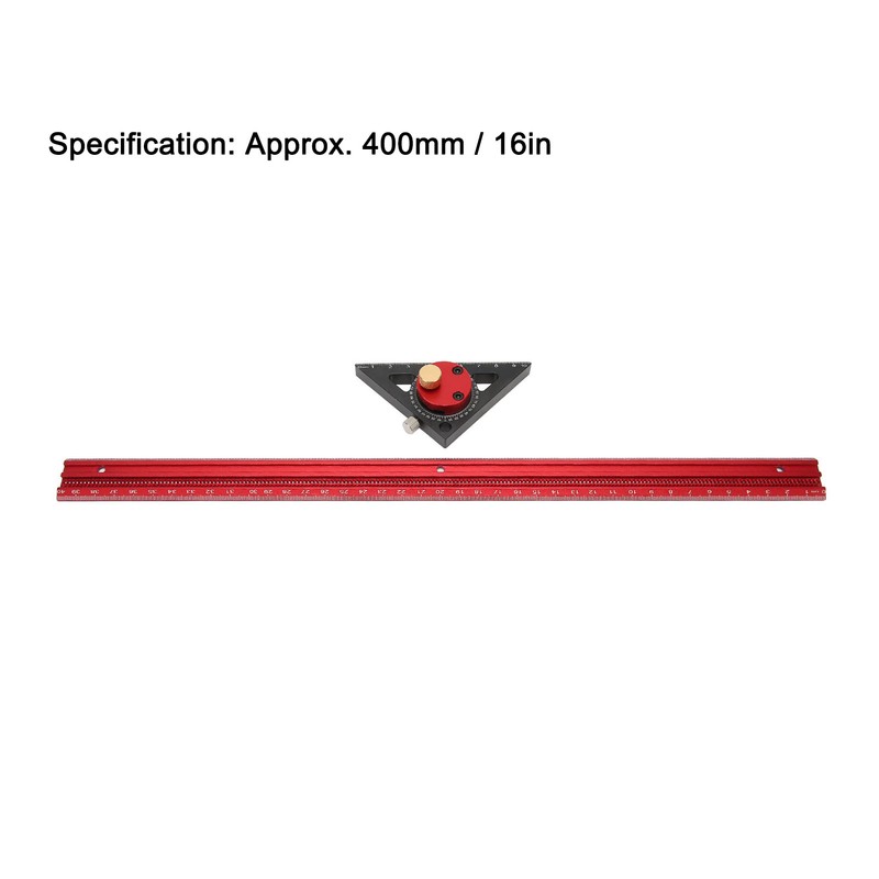 400mm Woodworking Hole Scribing Ruler Aluminum Alloy 360° Rotating Line