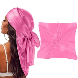 Qianyu 90 x 90 cm Large Square Scarves for Women Silk Headscarf Bandanas Silk Head Scarf Feel Scarf Personalise Elegant Silk Scarf Hair Scarf Hair Accessories Handkerchief, pink