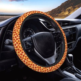 Neukim Funny Pepperoni Pizza Food Steering Wheel Covers Anti-Slip Elasticity Car Accessories Steering Wheel Protector Universal 15 Inch for Cars SUV Vehicle Truck