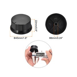 QUARKZMAN Rotary knob for rotary potentiometer, 6 mm hole diameter, plum blossom shaft with scale, 0.9 inches H x 1.8 inches diameter, black plastic electronic control cap for volume control