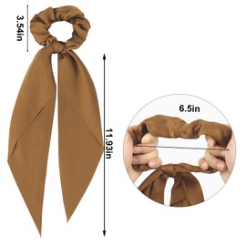 Norbiariz 6 Pack Hair Scrunchies with Long Ribbon Satin for Women Soft Silk Hair Ties Fashion No Crease Hair Bands With Long Tail Elastic Accessories for Girls