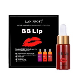 BB Lip Serum Set, Semi-permanent Makeup Treatment, BB Lip Serum for Lip Coloring and Moisturizing, Including 4 Colors of Liquid Lip Pigments, Exfoliating Gel and Intensifier