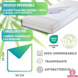 MammaVaiTra Washable Waterproof Bamboo Bed Topper - 75 x 90 cm - Made in Italy - Oeko-Tex Certified, Hypoallergenic, Breathable, Antibacterial