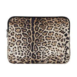 Laptop Sleeve Bag Case for Women Men Leopard Fur Beige 15 inch Protective Cover Carrying Bag Briefcase for Travel College Work
