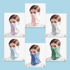 GIBZ Neck Gaiter Balaclava Ice Silk Outdoor Scarf Bandana Face Mask Summer Face Cover Sun Protection with Ear Loops Grey