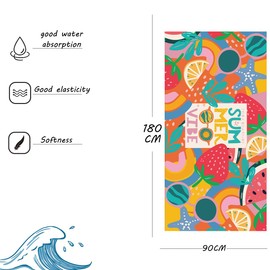 DJDEA Microfibre Beach Towel for Adults,Lightweight 90X180CM Large Beach Towel, Towelling Fabric Swimming Towel with Net Bag for Beach, Pool, SPA, Gym, Yoga, Bathroom