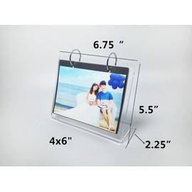 Leoyoubei Clear Acrylic Sided Frames Desktop Display Holder"L" Type with Vertical Stand and 4mm Thicker Menu Holders,Photo Clip 13 Shows 26 Photos Photography Studio/Album 4x6"