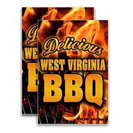 West Virginia BBQ (24" X 36") Vinyl Decal Only (Pack of 2) |Sign|Sticker|Poster